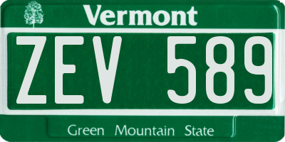 VT license plate ZEV589