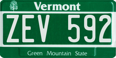 VT license plate ZEV592