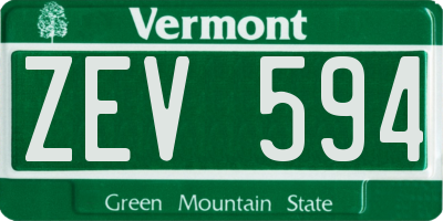 VT license plate ZEV594