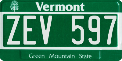VT license plate ZEV597