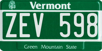 VT license plate ZEV598
