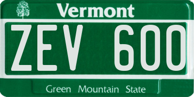 VT license plate ZEV600