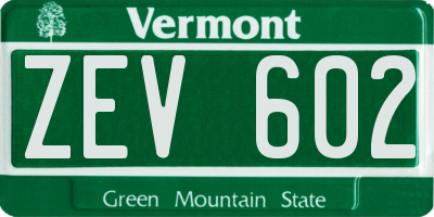 VT license plate ZEV602