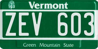 VT license plate ZEV603