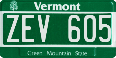 VT license plate ZEV605