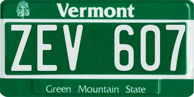 VT license plate ZEV607