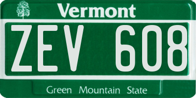 VT license plate ZEV608