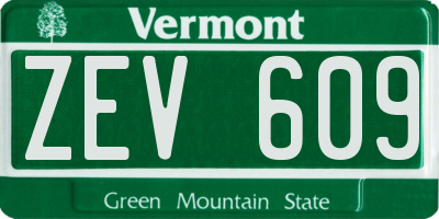 VT license plate ZEV609