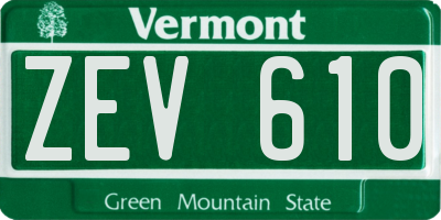 VT license plate ZEV610