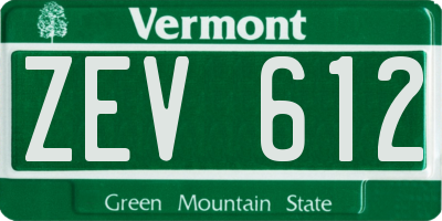 VT license plate ZEV612