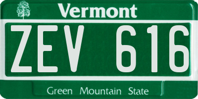 VT license plate ZEV616