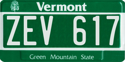 VT license plate ZEV617