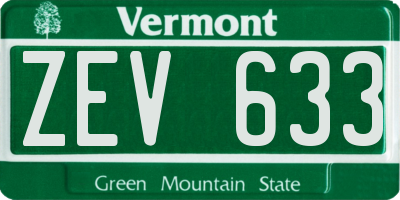 VT license plate ZEV633