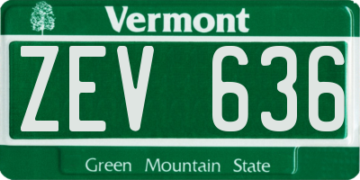 VT license plate ZEV636