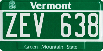 VT license plate ZEV638