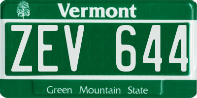 VT license plate ZEV644