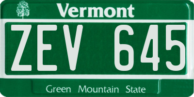 VT license plate ZEV645
