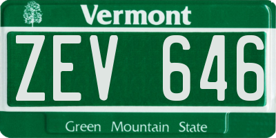 VT license plate ZEV646