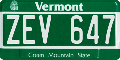 VT license plate ZEV647
