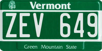 VT license plate ZEV649