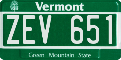 VT license plate ZEV651
