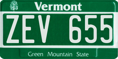 VT license plate ZEV655