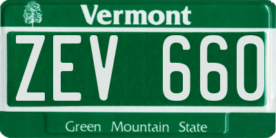 VT license plate ZEV660