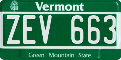 VT license plate ZEV663