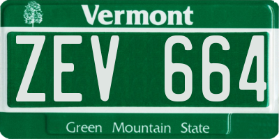 VT license plate ZEV664