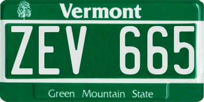 VT license plate ZEV665