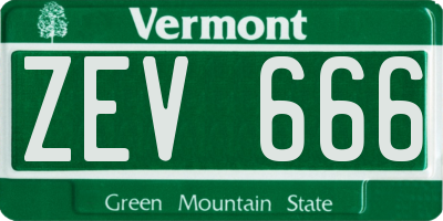 VT license plate ZEV666