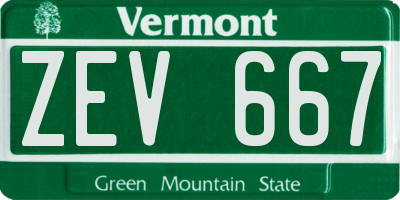 VT license plate ZEV667