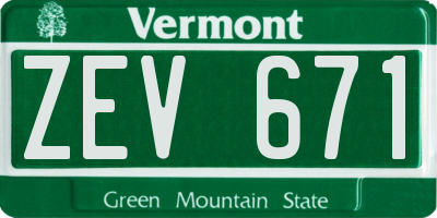 VT license plate ZEV671