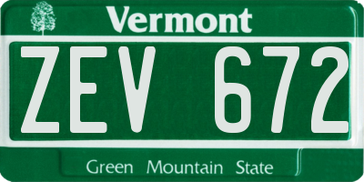 VT license plate ZEV672