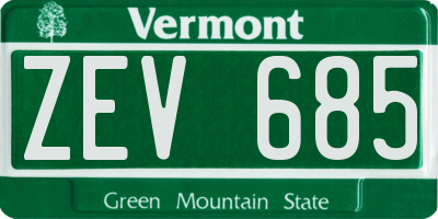 VT license plate ZEV685