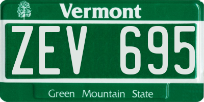 VT license plate ZEV695