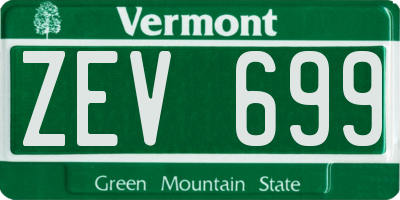 VT license plate ZEV699