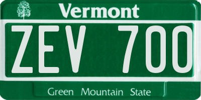 VT license plate ZEV700