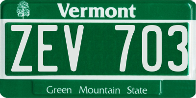 VT license plate ZEV703