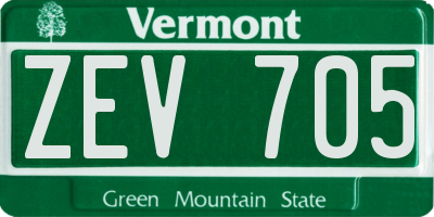 VT license plate ZEV705