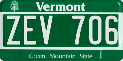 VT license plate ZEV706