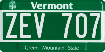 VT license plate ZEV707