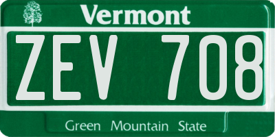 VT license plate ZEV708