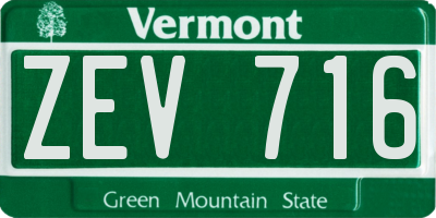 VT license plate ZEV716