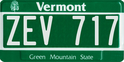 VT license plate ZEV717