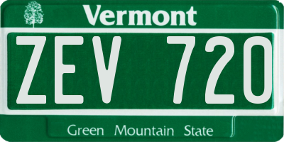 VT license plate ZEV720