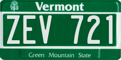 VT license plate ZEV721