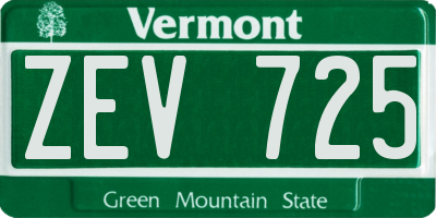 VT license plate ZEV725