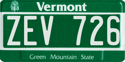 VT license plate ZEV726
