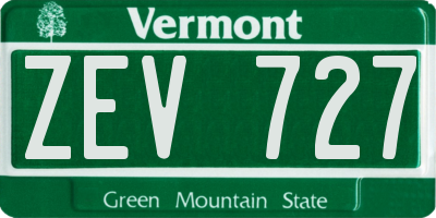 VT license plate ZEV727